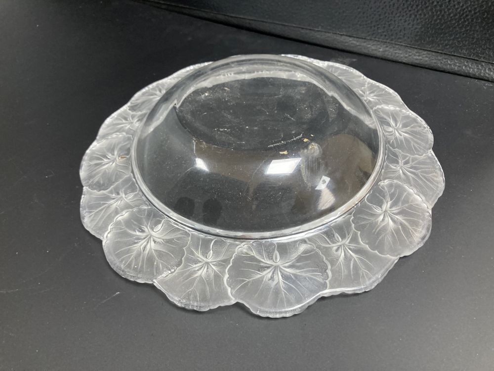 A Lalique glass dish, post war, 27.5cm